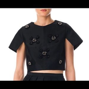 Tibi Cluster beaded crop top